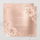 Werden Sie meine Bridesmaid Rose Gold Wreath Lux Einladung (Vorne/Hinten)