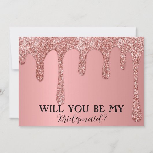 Werden Sie meine Bridesmaid-Rose Pink Glitzer Trop Save The Date (Vorderseite)