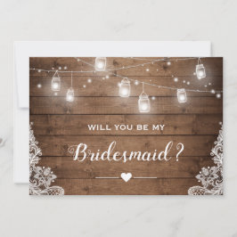 Werden Sie meine Bridesmaid rustic Mason Jar Light Einladung