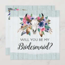 Werden Sie meine Bridesmaid-Rustikal-Blumen-Schäde Einladung