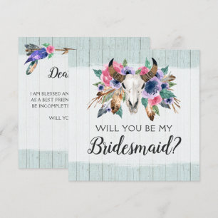 Werden Sie meine Bridesmaid-Rustikal-Blumen-Schäde Einladung