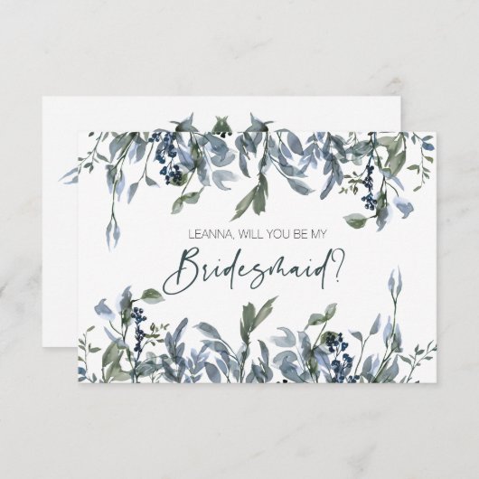 Werden Sie meine Bridesmaid Sage Silver Green Flor (Vorne/Hinten)