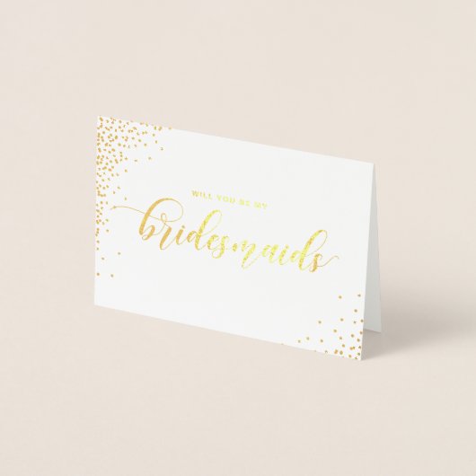 Werden Sie meine Bridesmaid Script Gold Foil Card? Folienkarte (Vorderseite)
