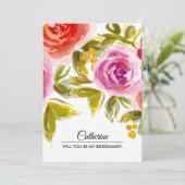 Werden Sie meine Bridesmaid sein? Aquarellblume Einladung (Stehend Vorderseite)