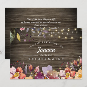 Werden Sie meine Bridesmaid sein? Barn Wood Floral Einladung