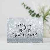 Werden Sie meine Bridesmaid sein - das Silberfab d Einladung (Stehend Vorderseite)