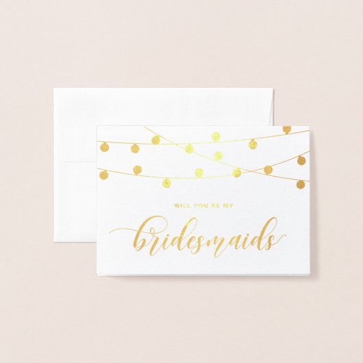 Werden Sie meine Bridesmaid sein, die String-Light Folienkarte (Vorderseite mit Umschlag)