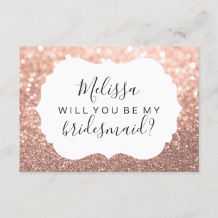 Werden Sie meine Bridesmaid sein - Glitzer Rose Go Einladung