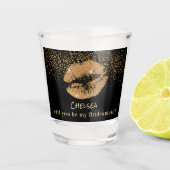 Werden Sie meine Bridesmaid sein - Gold Lippen? Schnapsglas (Vorderseite)