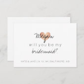 Werden Sie meine Bridesmaid sein - Herz Glam Rose Einladung (Vorne/Hinten)
