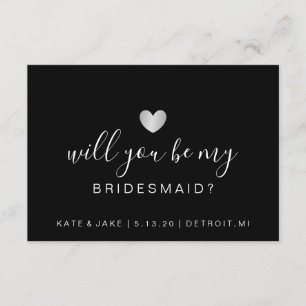 Werden Sie meine Bridesmaid sein - Herz, Silbersch Einladung