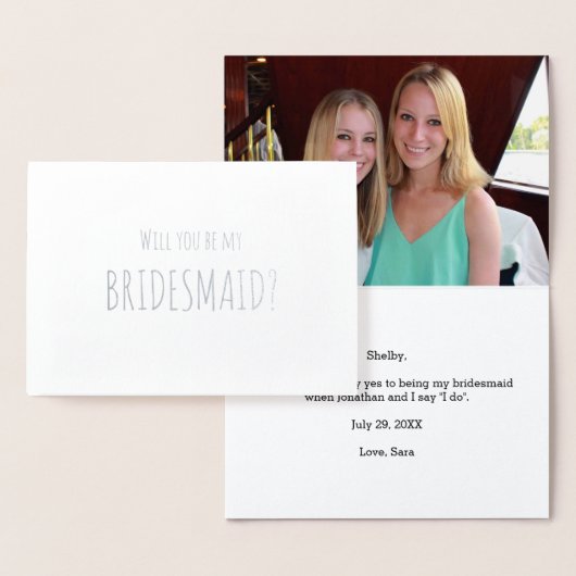 Werden Sie meine Bridesmaid Silver Foil Paisley Folienkarte (Anzeige)