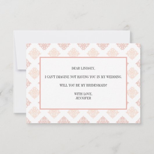 Werden Sie meine Bridesmaid Soft Peachy Blush Dama (Rückseite)