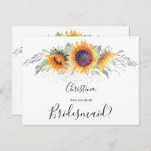 Werden Sie meine Bridesmaid-Sonnenblumen fallen Bl Einladungspostkarte (Vorne/Hinten)