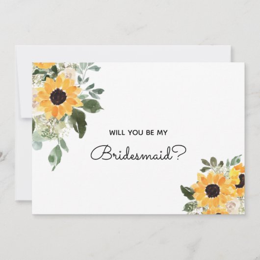 Werden Sie meine Bridesmaid Sunflower Vorschlag Ca Einladung (Vorderseite)