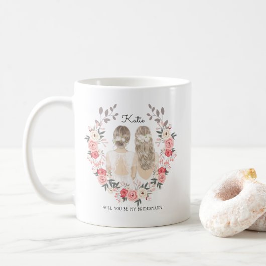 Werden Sie meine Bridesmaid/Trauzeugin Vorschlag C Kaffeetasse (Mit Donut)