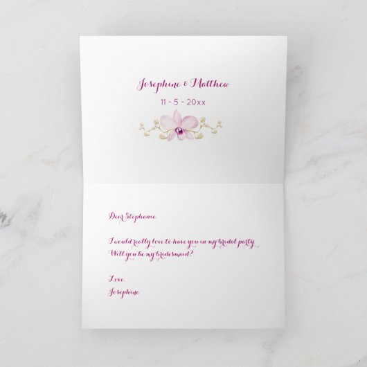 Werden Sie meine Bridesmaid-Tropenkarte sein? Einladung (Innenseite)