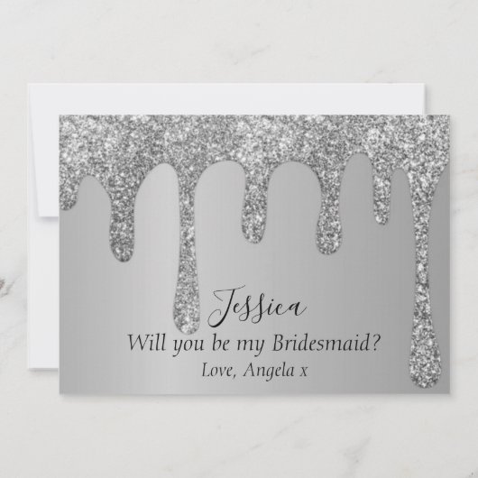 Werden Sie meine Bridesmaid-Tropfen für Silberne G Save The Date (Rückseite)