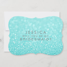 Werden Sie meine Bridesmaid Türkis Glitzer Card se Einladung