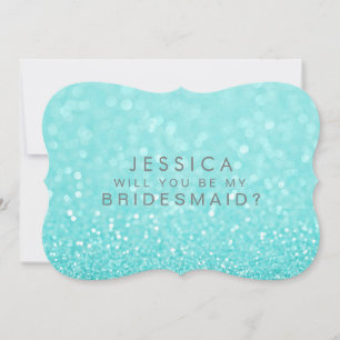Werden Sie meine Bridesmaid Türkis Glitzer Card se Einladung