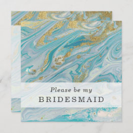 Werden Sie meine Bridesmaid Turquoise & Gold Card  Einladung