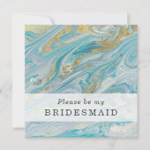 Werden Sie meine Bridesmaid Turquoise & Gold Card  Einladung (Vorderseite)