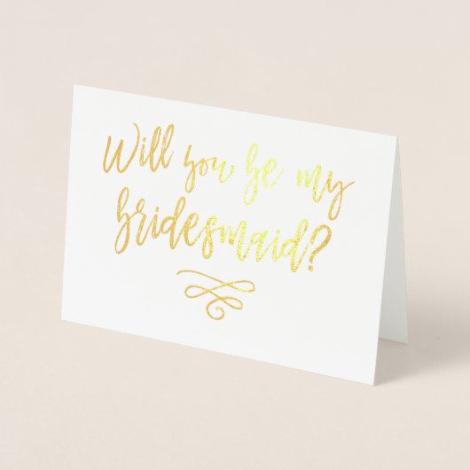Werden Sie meine Bridesmaid-Typografie sein? Folienkarte (Vorderseite)