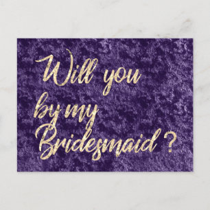 Werden Sie meine Bridesmaid Violet Velvet Gold Imi Einladungspostkarte
