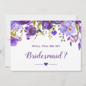 Werden Sie meine Bridesmaid-Violette Lila Blüte se Einladung (Vorderseite)