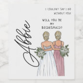 Werden Sie meine Bridesmaid-Vorschlag Aquarell Weinetikett (Einzelnes Label)