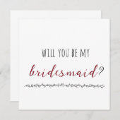 Werden Sie meine Bridesmaid-Vorschlagskarte sein Ankündigung (Vorne/Hinten)