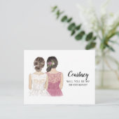 Werden Sie meine Bridesmaid-Vorschlagskarte sein Postkarte (Stehend Vorderseite)