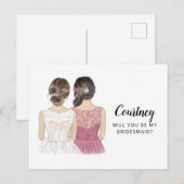 Werden Sie meine Bridesmaid-Vorschlagskarte sein Postkarte (Vorne/Hinten)