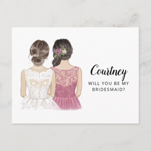 Werden Sie meine Bridesmaid-Vorschlagskarte sein Postkarte (Vorderseite)