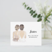 Werden Sie meine Bridesmaid-Vorschlagskarte sein Postkarte (Stehend Vorderseite)