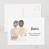 Werden Sie meine Bridesmaid-Vorschlagskarte sein Postkarte (Vorne/Hinten)