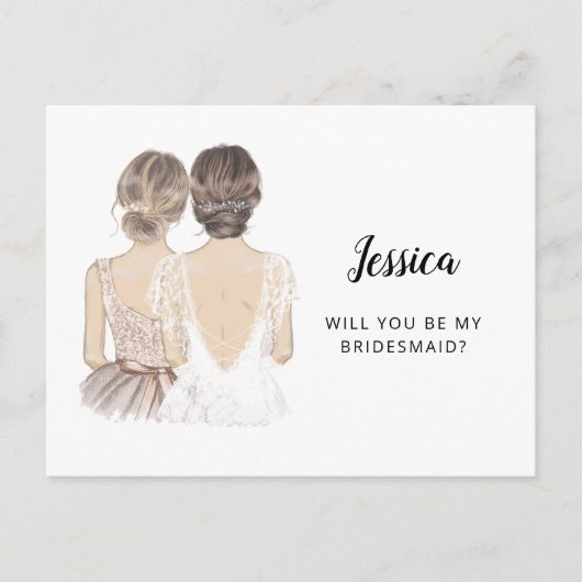 Werden Sie meine Bridesmaid-Vorschlagskarte sein Postkarte (Vorderseite)