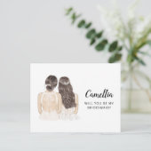Werden Sie meine Bridesmaid-Vorschlagskarte sein Postkarte (Stehend Vorderseite)