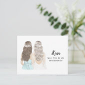 Werden Sie meine Bridesmaid-Vorschlagskarte sein? Postkarte (Stehend Vorderseite)