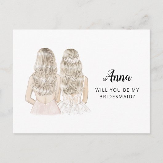 Werden Sie meine Bridesmaid-Vorschlagskarte sein Postkarte (Vorderseite)