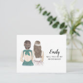 Werden Sie meine Bridesmaid-Vorschlagskarte sein Postkarte (Stehend Vorderseite)