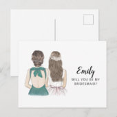 Werden Sie meine Bridesmaid-Vorschlagskarte sein Postkarte (Vorne/Hinten)