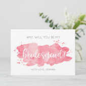 Werden Sie meine Bridesmaid Wasserfarben-Tintenkar Einladung (Stehend Vorderseite)