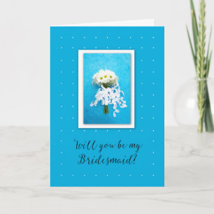 Werden Sie meine Bridesmaid Wedding Daisies on Blu Karte