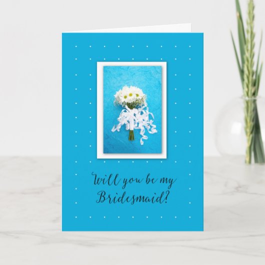 Werden Sie meine Bridesmaid Wedding Daisies on Blu Karte (Vorderseite)