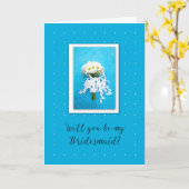 Werden Sie meine Bridesmaid Wedding Daisies on Blu Karte (Gelbe Blume)