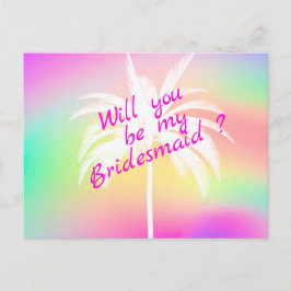 Werden Sie meine Bridesmaid White Palm Einladung? Einladungspostkarte
