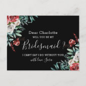 Werden Sie meine Bridesman-Karte Bohemische schwar Postkarte (Vorderseite)