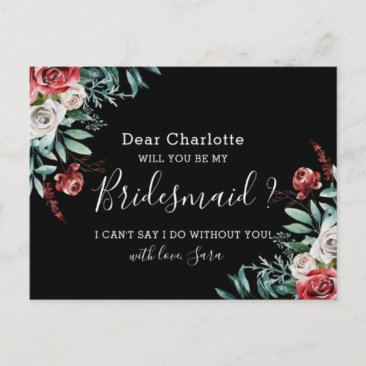 Werden Sie meine Bridesman-Karte Bohemische schwar Postkarte (Vorderseite)