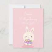 Werden Sie meine Bridgemädchenblütenmädchen Pink W Einladung (Vorderseite)